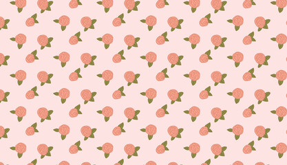 Vector cute floral background with roses. Seamless pattern for design, fashion prints, cards, wrapping paper.