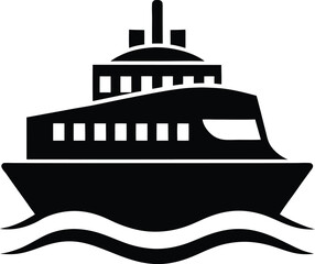 Reliable Ferry Silhouette Design – Minimalist Maritime Illustration for Passenger and Vehicle Transport Themes