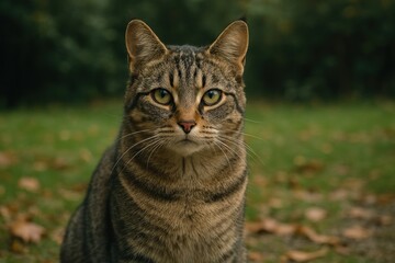 Obraz premium Majestic tabby cat outdoors