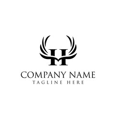 H letter logo with wings on both sides.