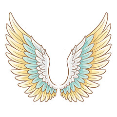 Obraz premium Vibrant Colorful Angel Wings Illustration in Pastel Tones