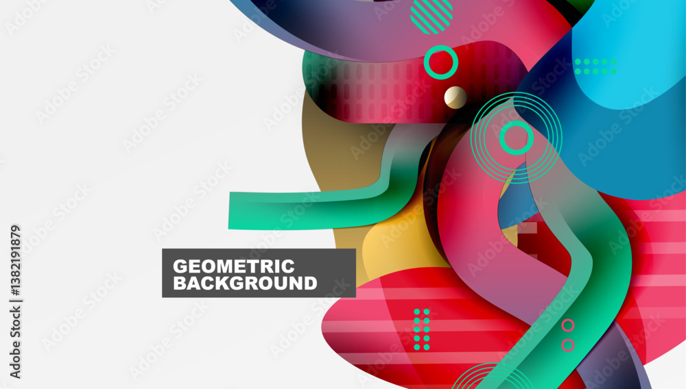 Poster abstract shapes, vibrant colors, dynamic composition. modern design, smooth gradients, overlapping f