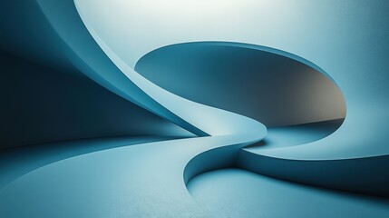 A smooth, abstract design featuring flowing curves in shades of blue and gray, creating a serene and modern aesthetic.
