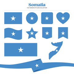Somalia flag flat design of flags stationery shape collection