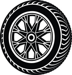 Fototapeta premium Durable Car Tire Silhouette Design – Minimalist Automotive Illustration for Vehicle and Road Safety Themes