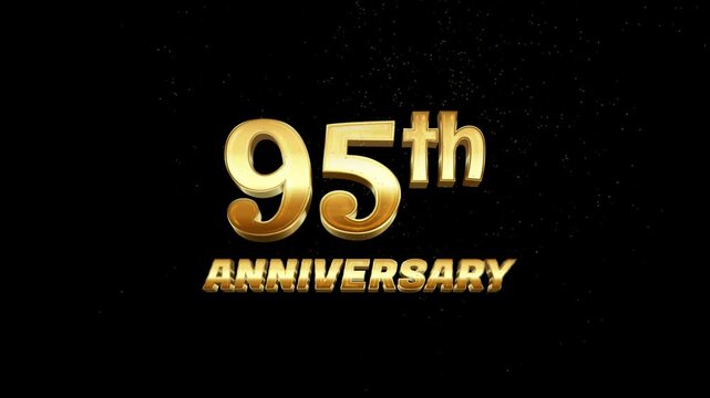 Happy Anniversary 95 th golden text with particles luxury animation