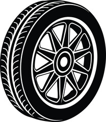 Fototapeta premium Durable Car Tire Silhouette Design – Minimalist Automotive Illustration for Vehicle and Road Safety Themes
