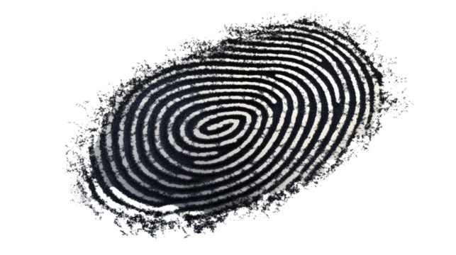 Digital Fingerprint: A close-up view of a detailed fingerprint pattern, a universal symbol of identity and individuality.