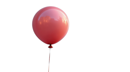 Playful Floating Balloon: A vibrant, cheerful, pink balloon hovers gracefully, tethered by a delicate string, against an uncluttered backdrop of open space, creating a sense of joy and freedom.