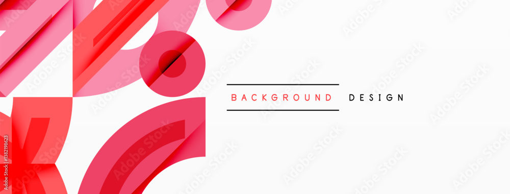 Poster red geometric shapes overlap white space. modern design, vibrant colors, abstract composition. minim