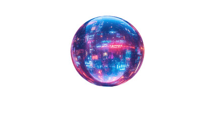 Digital Globe: A luminous, futuristic orb, awash in vibrant blue and purple hues, encapsulates the essence of interconnected data, hinting at the vast, intricate web of global digital information. 
