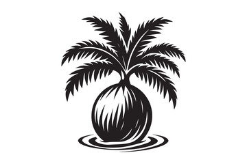 Small coconut plant silhouette with white background