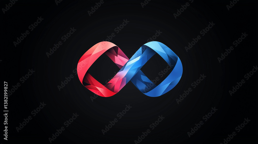 Poster infinite boundless emblem: a stylized symbol representing infinity, its interwoven loops showcasing 