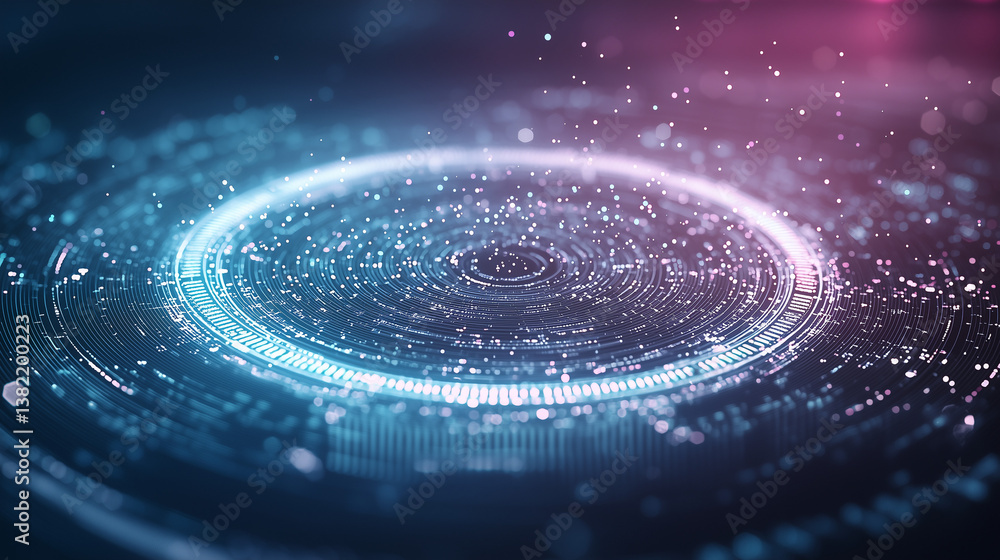 Aufkleber digital core: a futuristic and abstract portrayal of a glowing digital core, resonating with data an