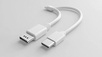 Fototapeta premium A digital cable in white, gold, and silver tones represents the interconnectedness of finance and business through data, symbolizing modern digital connections in an isolated, clean environment.