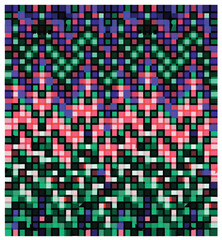 Abstract square print pixelated pattern with vibrant colors, resembling a digital mosaic, The bold colors and geometric shapes give the pattern a modern and stylish feel.