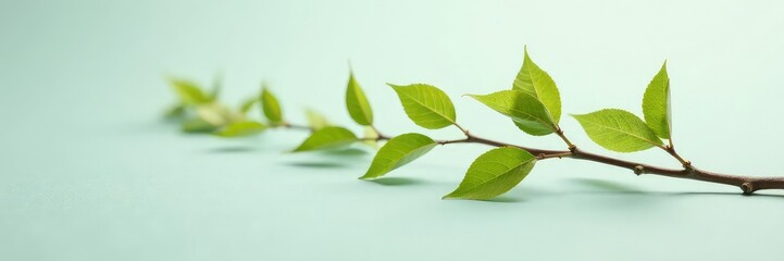 Obraz premium Delicate tree branches stretched out on a clean surface, leaf, stem