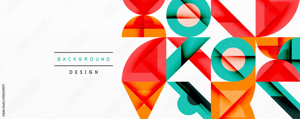 Poster abstract geometric shapes, vibrant colors, modern design. overlapping forms create dynamic compositi
