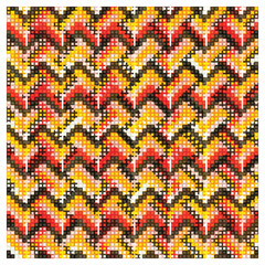 Square Pixelated autumn leaf print pattern in warm colors, The bold colors and geometric shapes give the pattern a modern and stylish feel.