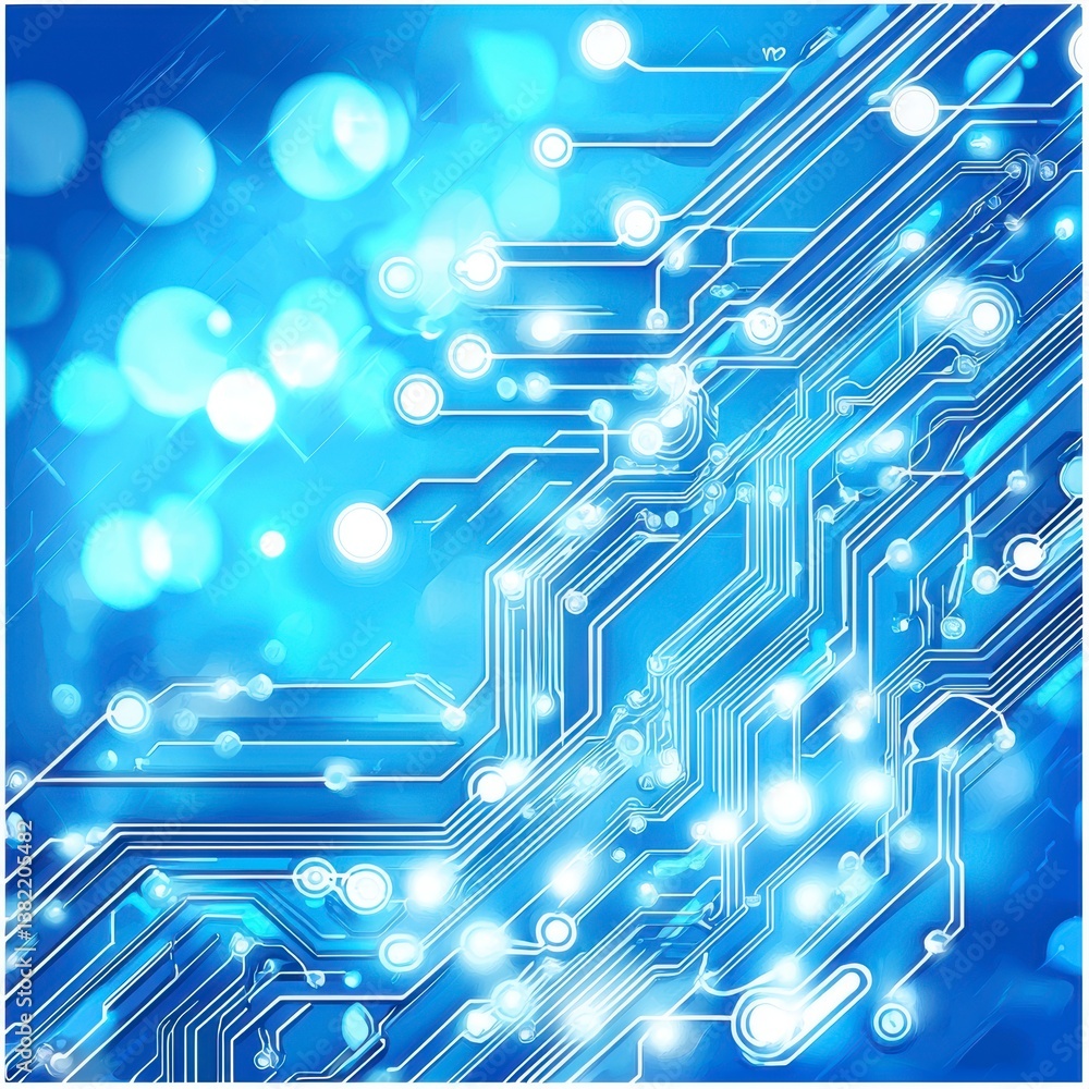 Poster dynamic circuit board design digital realm graphic artwork futuristic environment close-up view tech
