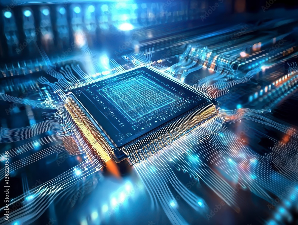 Aufkleber exploring technological advancements in microchip design high-tech laboratory digital artwork futuri