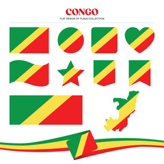 Congo flag flat design of flags stationery shape collection
