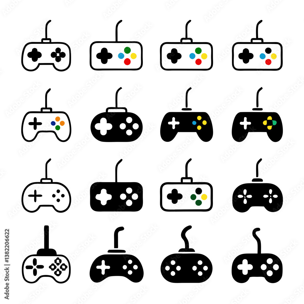 Aufkleber design a vibrant gaming controller icon featuring led backlit buttons in assorted colors; emphasize 