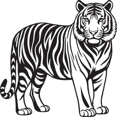  modern vector style illustration of a standing tiger with a sleek