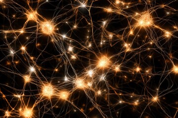 Fototapeta premium Glowing Neural Network with Bright Neurons and Synapses