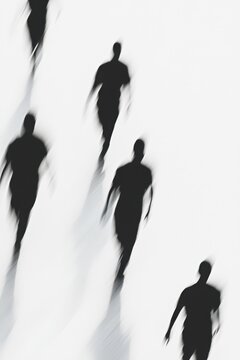 Abstract silhouettes running with motion blur	