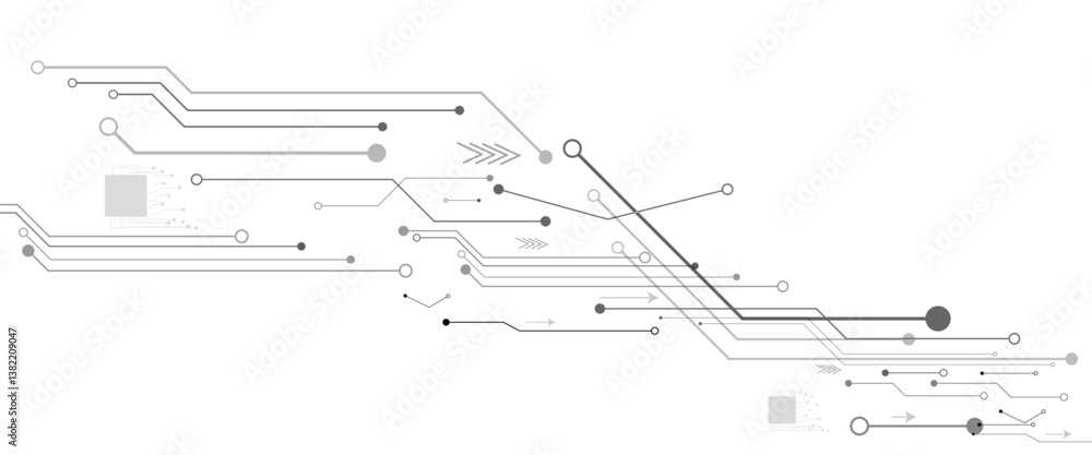 Poster abstract grey circuit line technology pattern on white background, futuristic vector illustration of