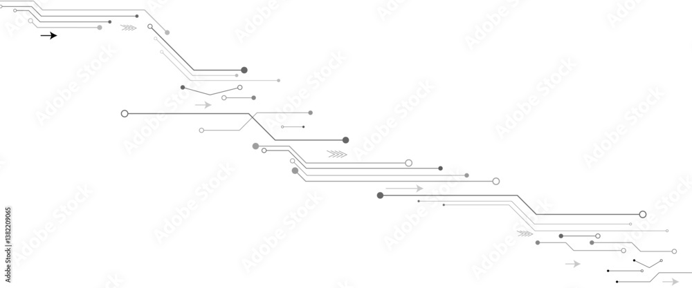 Poster abstract grey circuit line technology pattern on white background, futuristic vector illustration of