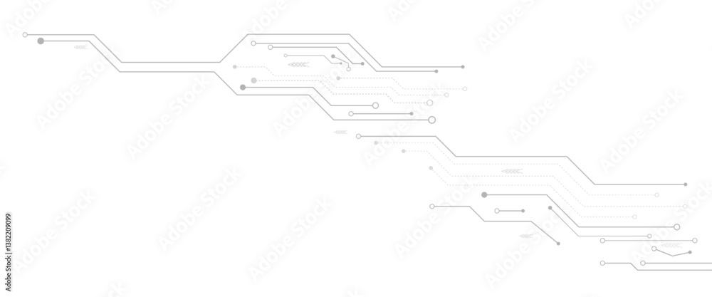 Poster abstract grey circuit line technology pattern on white background, futuristic vector illustration of