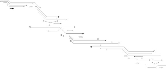 Abstract grey circuit line technology pattern on white background, futuristic vector illustration of digital circuitry design for tech backgrounds	
