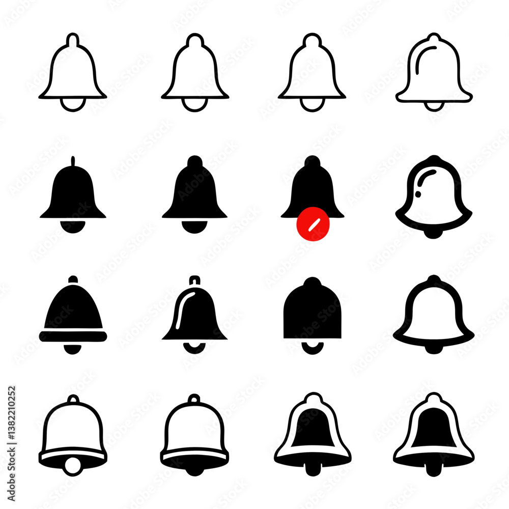 Poster create a vector illustration of a notification bell icon with a prominent red alert dot, signifying 