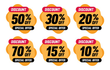 Discount speech bubble labels. mega sale, price tags discount, best sale red tag template, special
