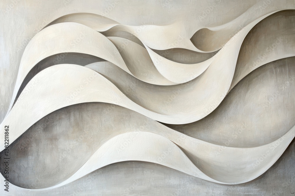 Canvas Prints abstract white waves flowing in soft tones and gentle curves