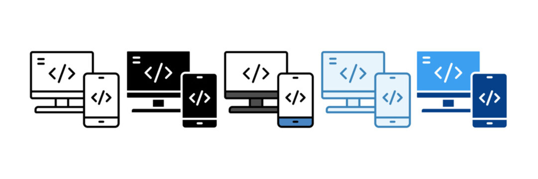 Web Development Icon Set Multiple Style Collection