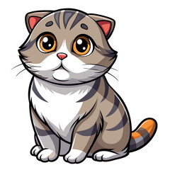 A cute Scottish Fold cat, showcasing its characteristic folded ears, sits serenely.  High-resolution image, soft lighting.