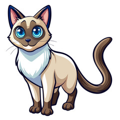 A stunning Siamese cat, showcasing sleek, cream-colored fur and captivating blue eyes.  The cat is elegantly posed.