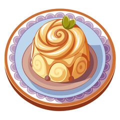 Close-up of a small, elegant dessert plate featuring a delicate, swirling pattern. High-resolution image showcasing fine details.