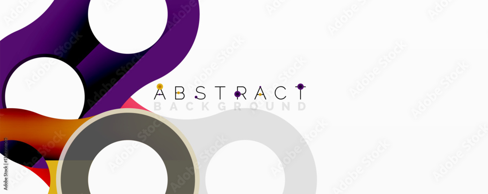 Poster bright shapes overlap. purple, orange, gray tones dominate. minimalist design. modern aesthetic. smo