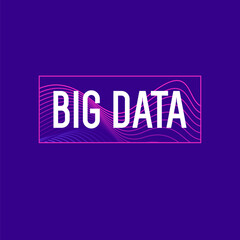 The Big Date emblem. Processing of a large stream of digital data using computer algorithms. Vector illustration. Big date, processing of digital information flow.