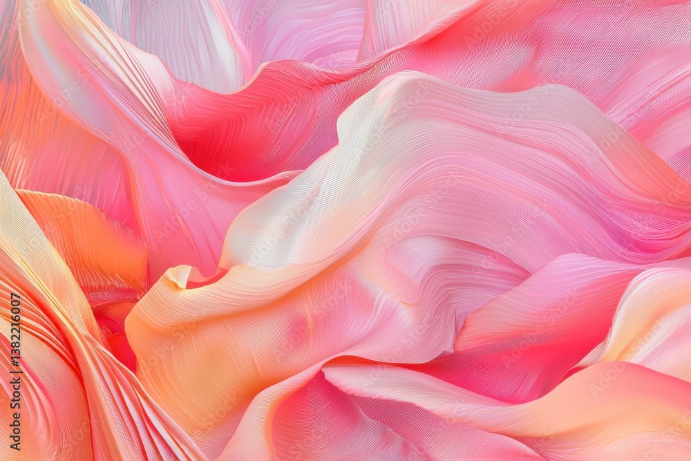Canvas Prints textured flow of soft pink and coral waves in fluid motion