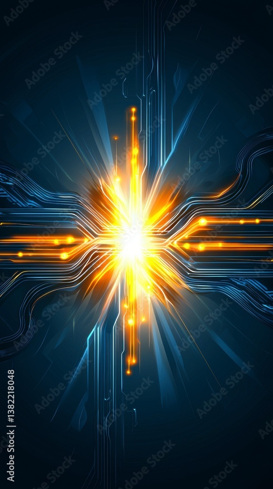 Poster dynamic energy burst digital realm graphic representation futuristic environment abstract viewpoint 