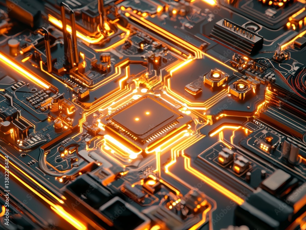 Aufkleber exploring circuit board technology innovations laboratory digital art high-tech environment close-up