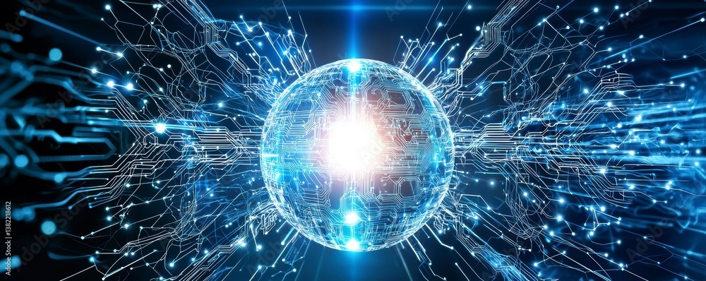Poster exploring quantum computing innovations virtual lab digital art futuristic abstract technology