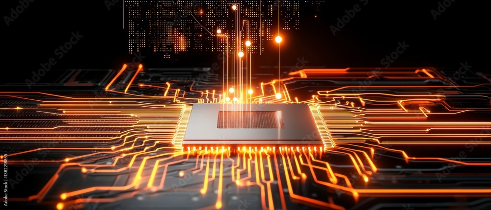 Aufkleber innovative data processing event technology sector digital circuitry modern environment close-up vie