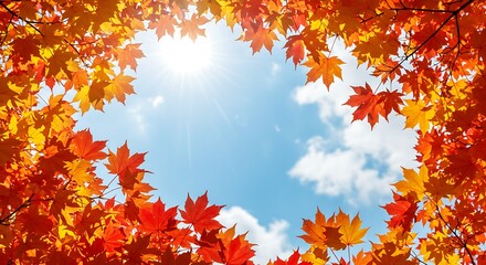 Autumn Blaze Sunlit Canopy AI Generated