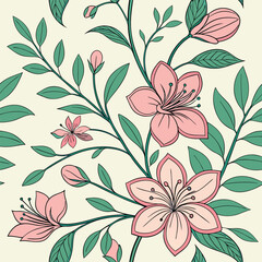 seamless flower pattern, pattern, background, flower, flower background, pattern design, Line geometric seamless pattern. raster copy illustration. Ethnic floral ornament. For interior design, 
